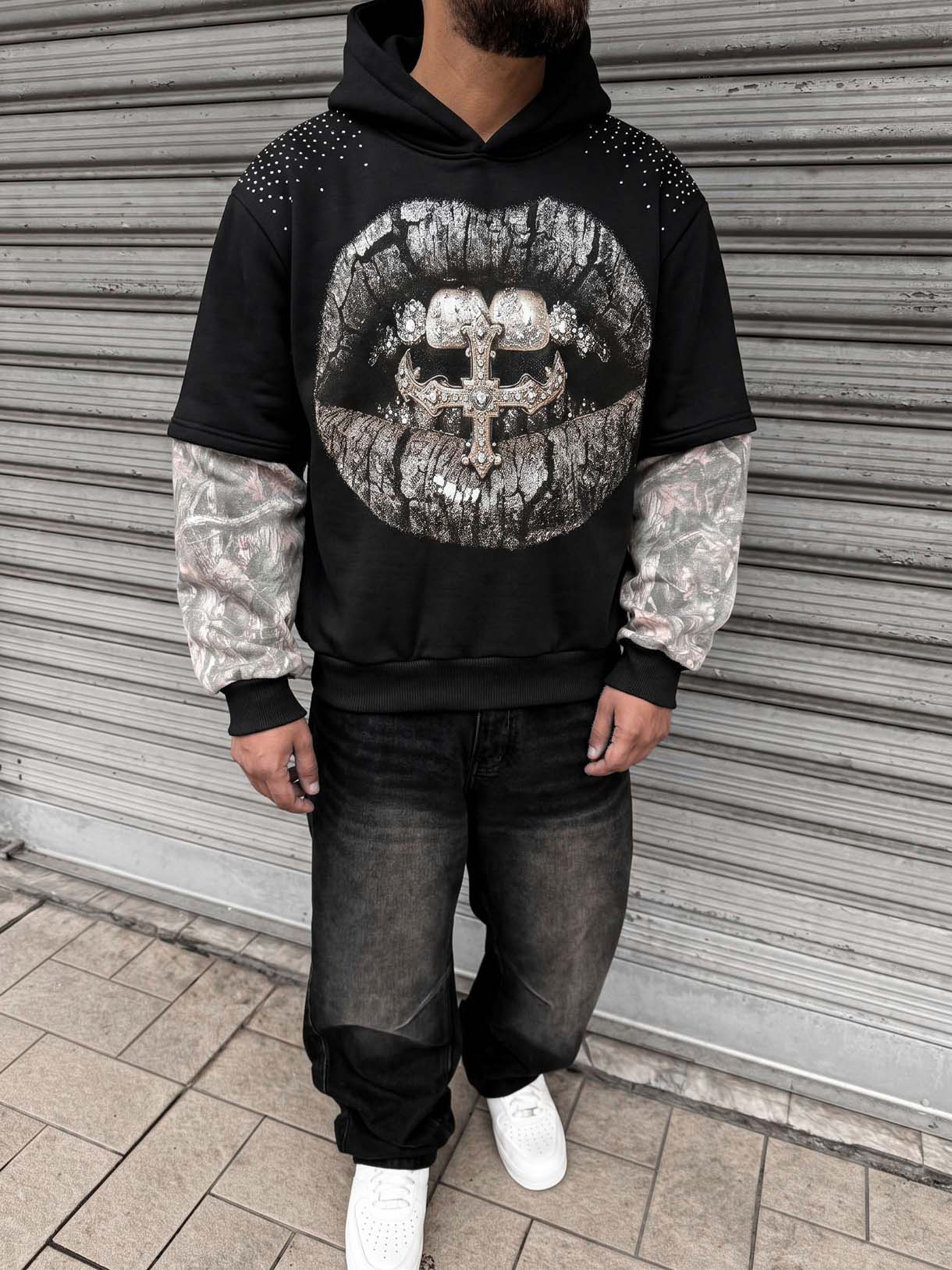 Hoodie Camo Mouth Crown - immagine 4