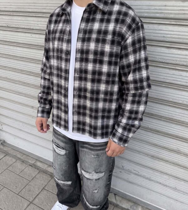 Camicia in flanella manica doppiata