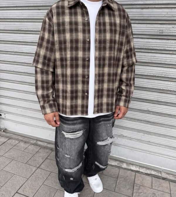 Camicia in flanella manica doppiata