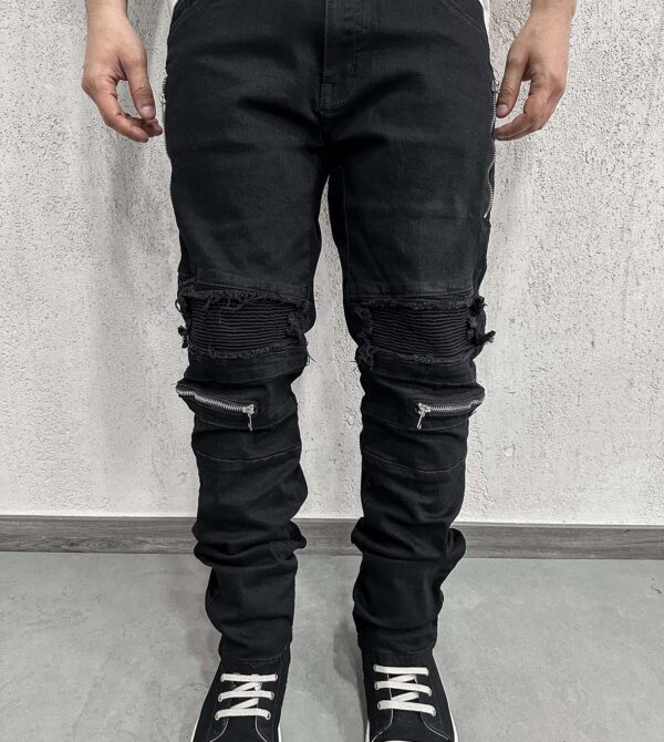 Biker Patch Zip Black