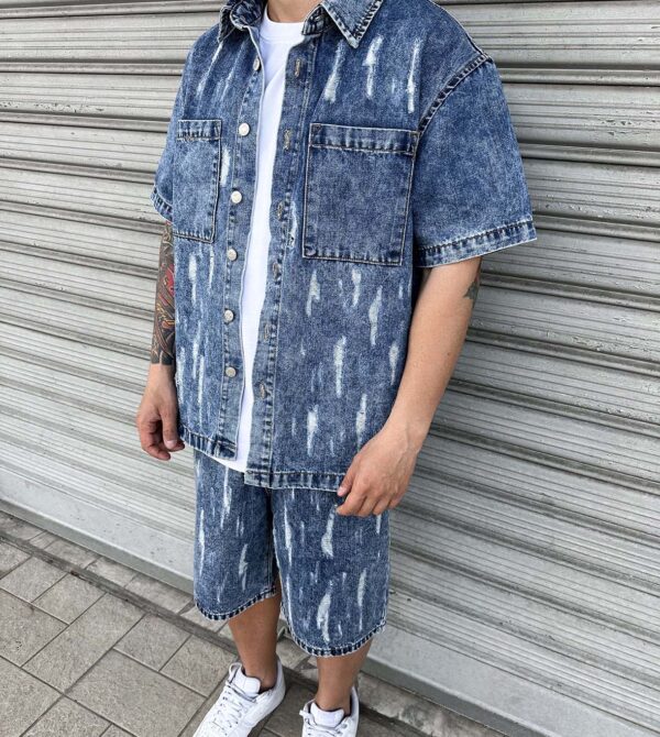 Coord Total Jeans Blu Destroyed