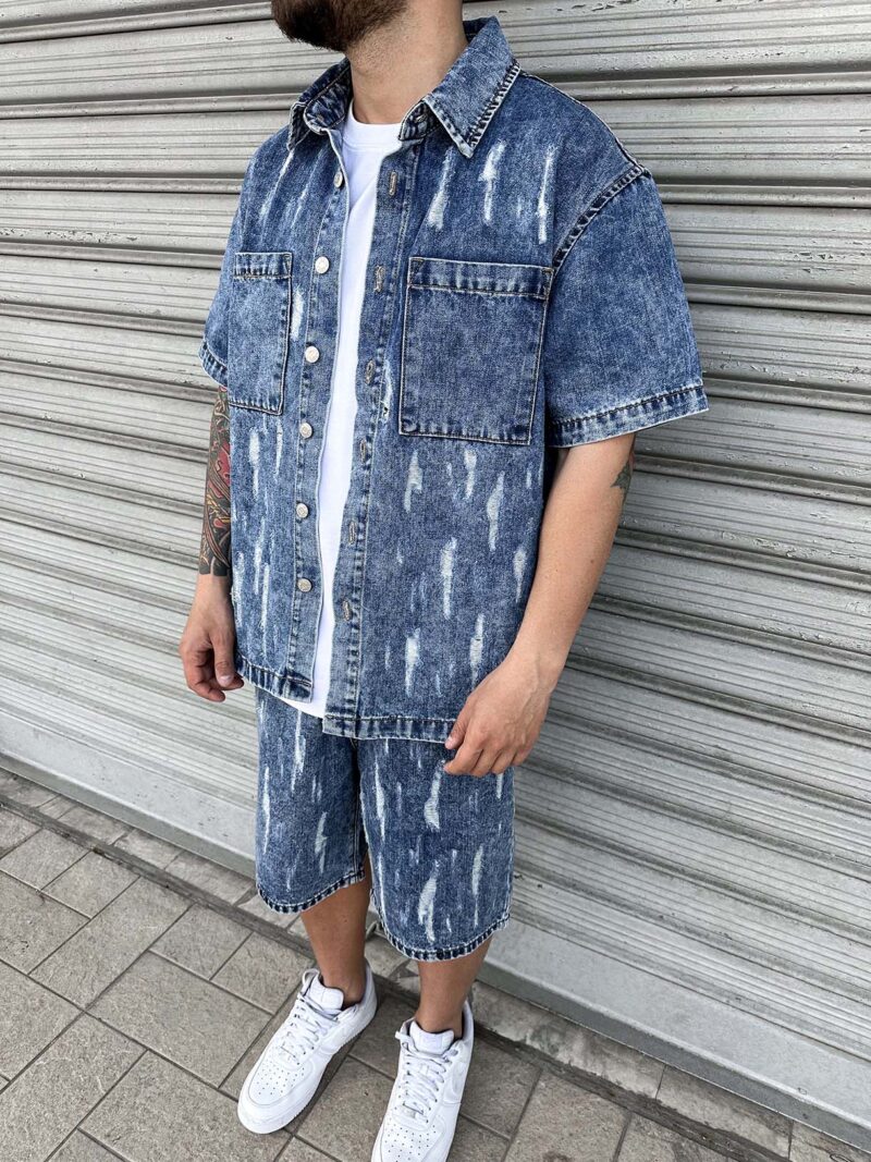 Coord Total Jeans Blu Destroyed