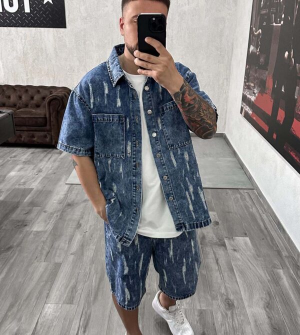 Coord Total Jeans Blu Destroyed