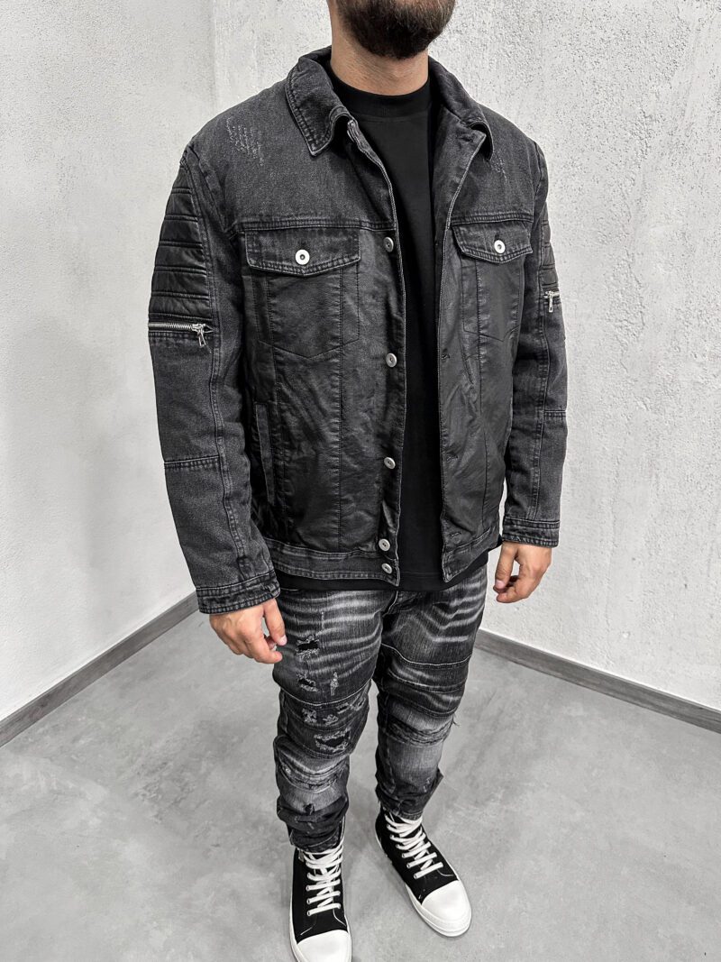 Jacket Jeans Leather Zip - immagine 2