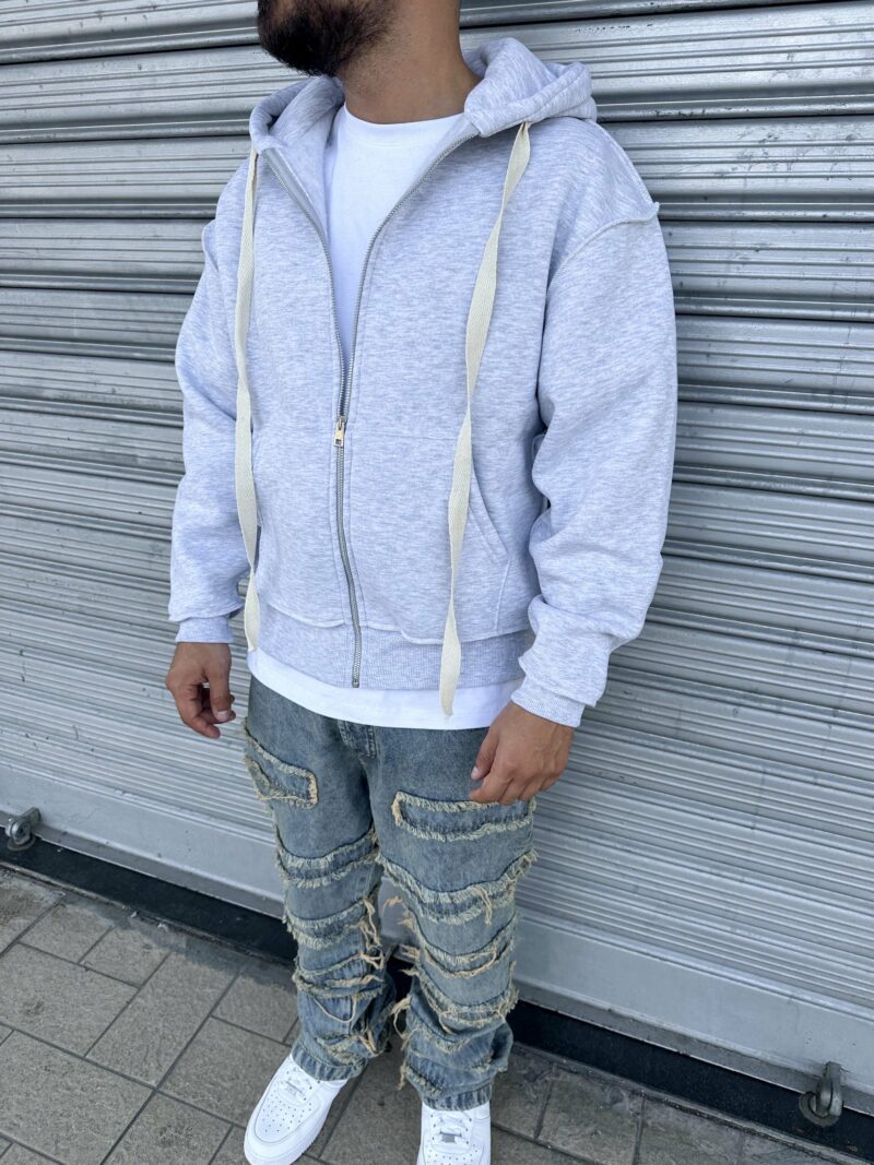 Hoodie Zip Cropped Cucitura Rovescio