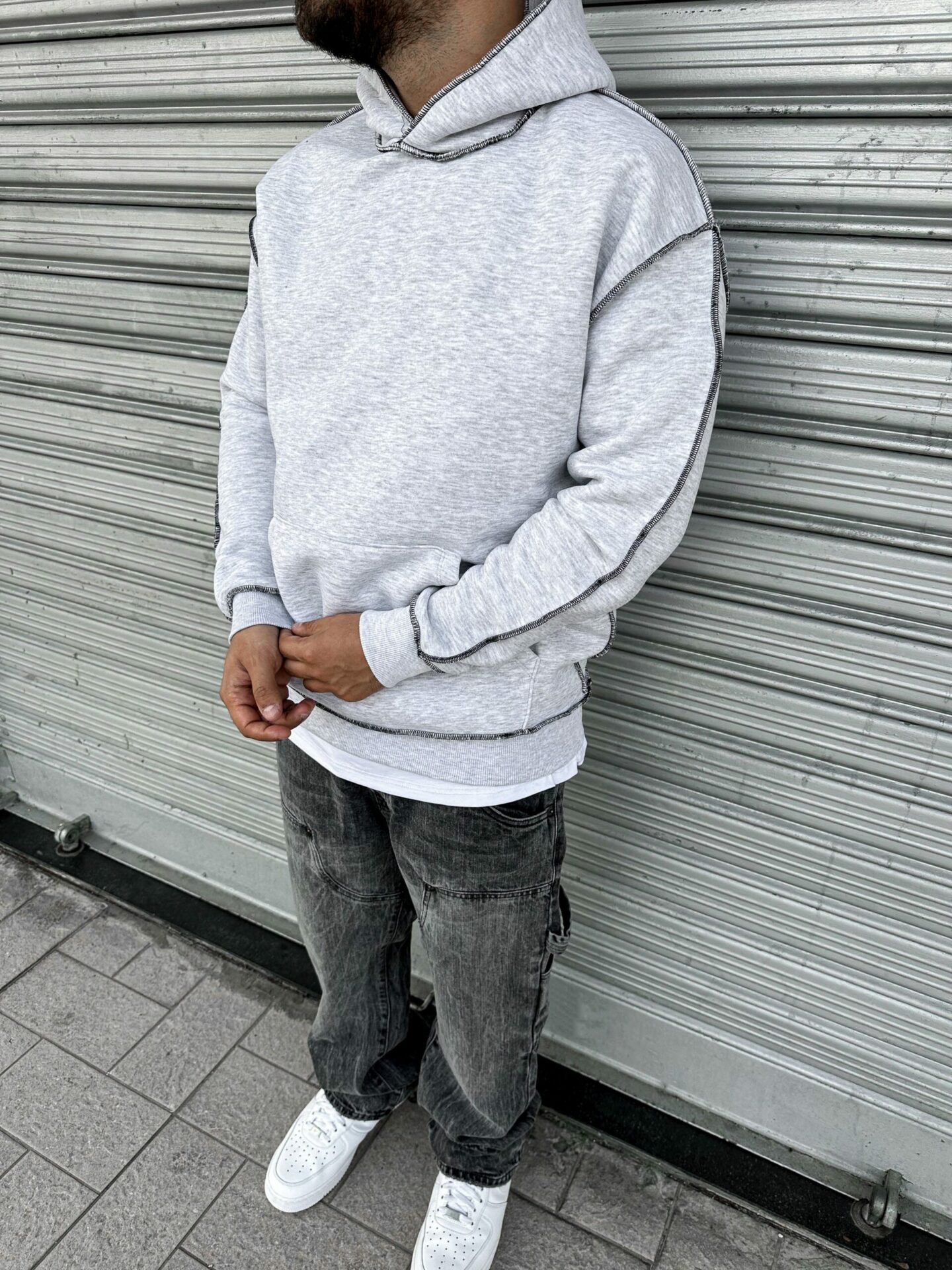 Hoodie Ricamo Rovescio Contrast - immagine 3