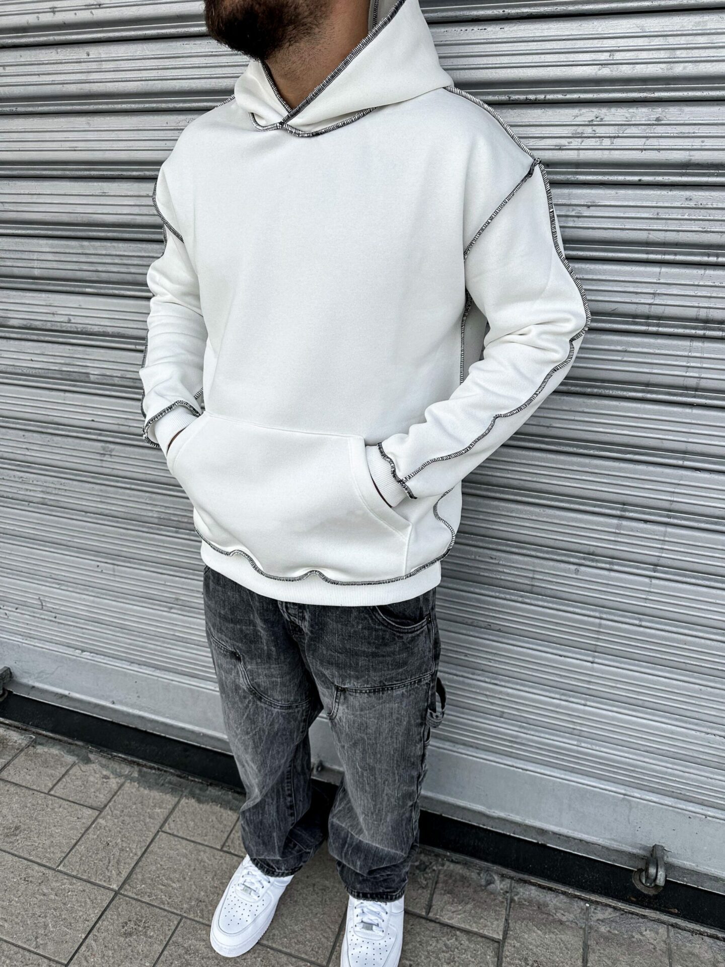 Hoodie Ricamo Rovescio Contrast - immagine 2